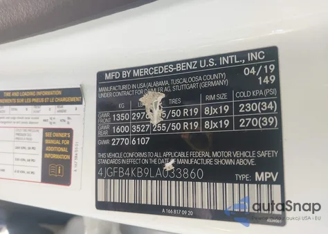 2020 Mercedes-Benz Gle 350 4Matic z USA, uszkodzony, nr VIN 4JGFB4KB9LA033860